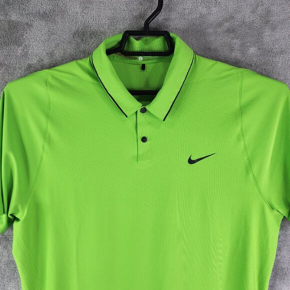 Men's Green Nike Tiger Woods Collection Polo Shirt Dri Fit Short Sleeve Size L - Picture 4 of 12